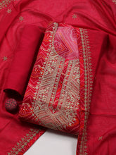 Neck Embroidered Cotton Blend Unstitched Suit With Dupatta